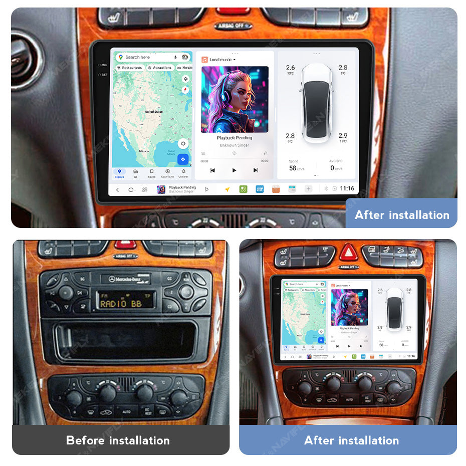 DUDU7 Mercedes C CLK G Vito 1996-2004 Head Unit Car Stereo | Apple CarPlay & Android Auto