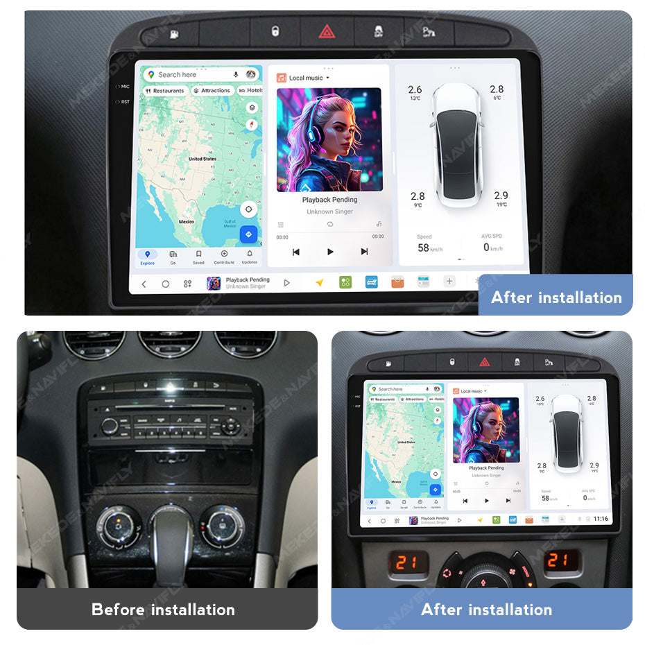 DUDU7 Peugeot 308 308SW 408 2007-2013 Head Unit Car Stereo | Apple CarPlay & Android Auto