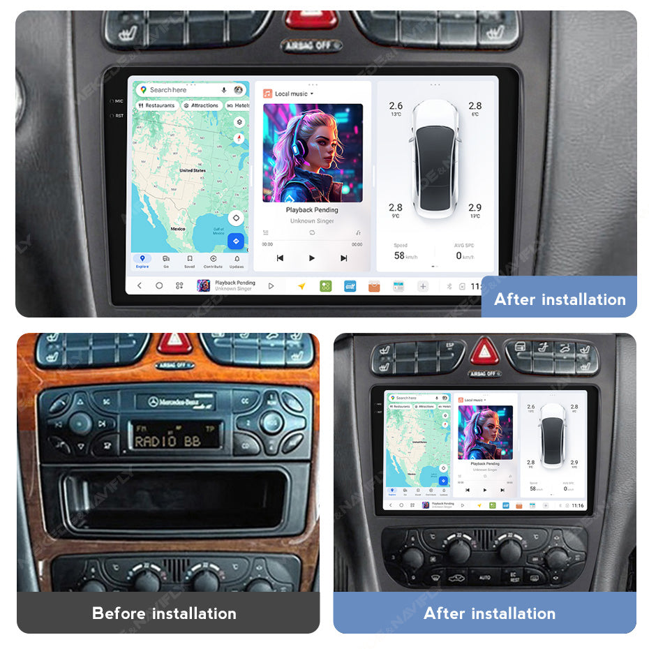 DUDU7 Mercedes C-Class 2000-2004 Head Unit Car Stereo | Apple CarPlay & Android Auto