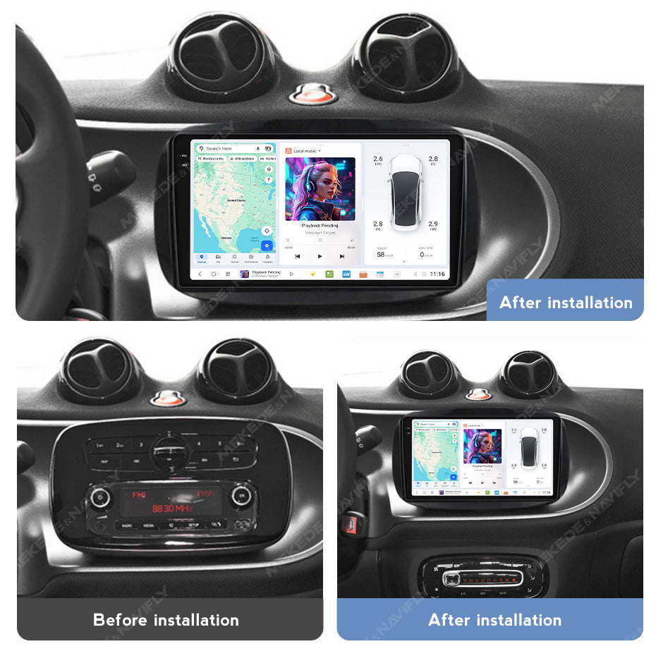 DUDU7 Smart Fortwo Forfour 2015-2020 Head Unit Car Stereo | Apple CarPlay & Android Auto