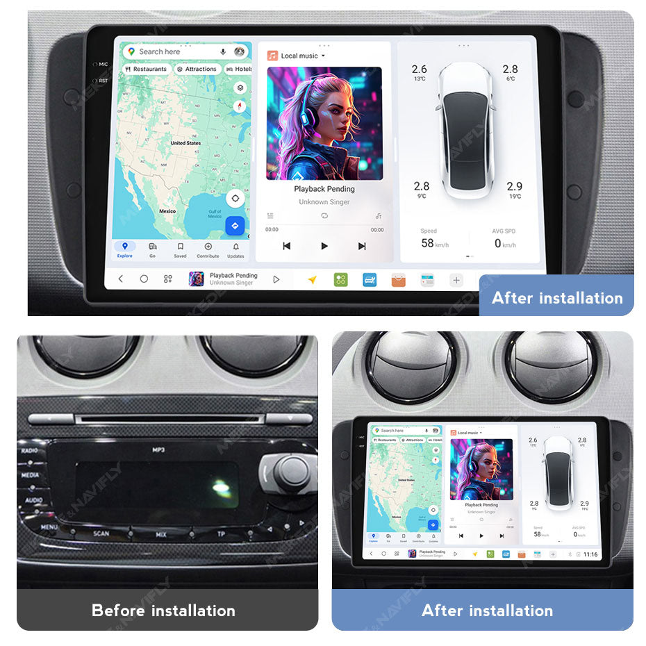 DUDU7 Seat Ibiza 2009-2013 Head Unit Car Stereo | Apple CarPlay & Android Auto
