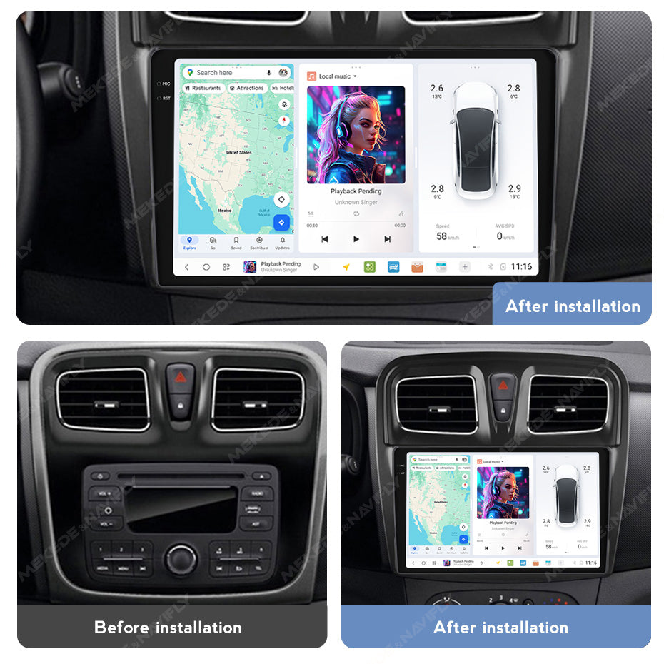 DUDU7 Dacia Logan Sandero 2012-2020 Head Unit Car Stereo | Apple CarPlay & Android Auto