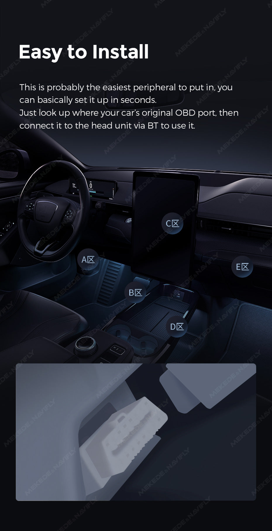 OBD-II Adapter | Bluetooth 5.1 | Direct Display on Head Unit | Real-Time Vehicle Data