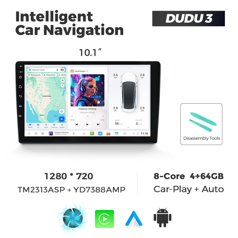 DUDU7 Universal Head Unit Car Stereo 10.1 & 10.36inch | Apple CarPlay & Android Auto