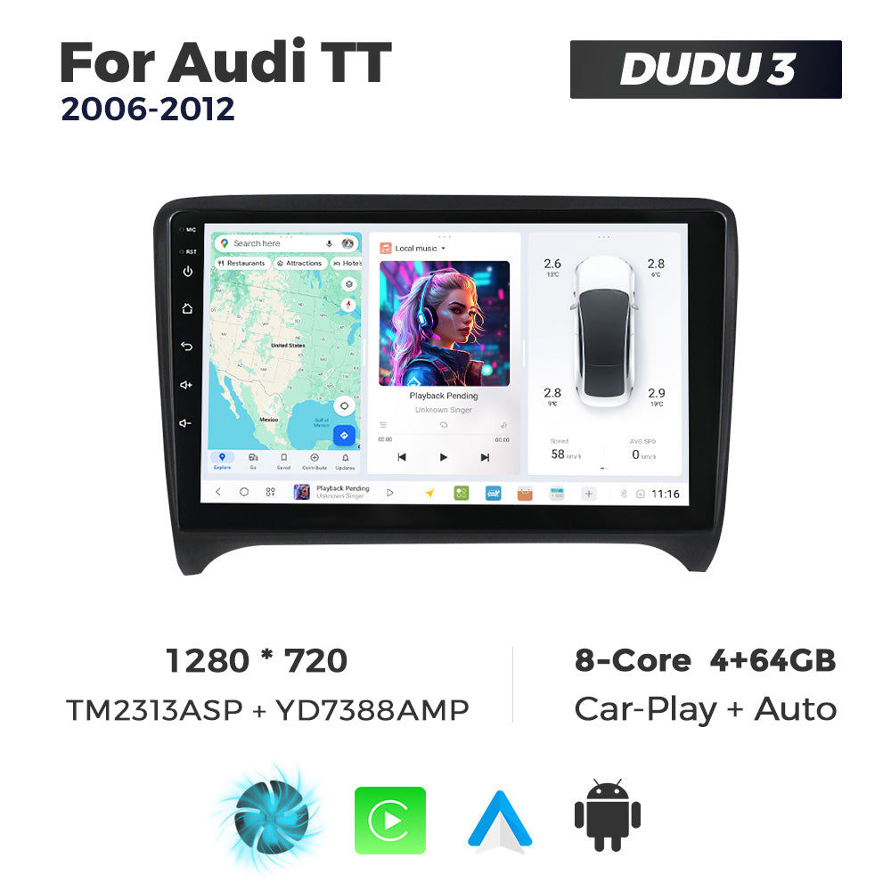 DUDU7 Audi TT 2006-2014 Head Unit Car Stereo | Apple CarPlay & Android Auto