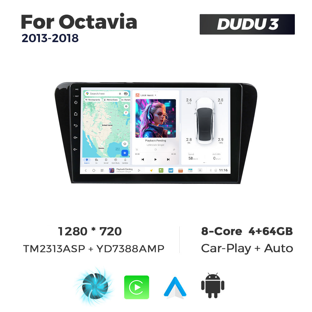 DUDU7 Skoda Octavia 2013-2018 Head Unit Car Stereo | Apple CarPlay & Android Auto
