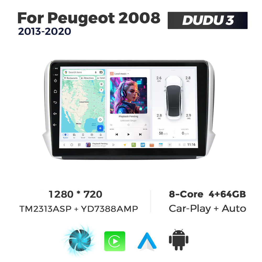 DUDU7 Peugeot 208 2008 2012-2019 Head Unit Car Stereo | Apple CarPlay & Android Auto