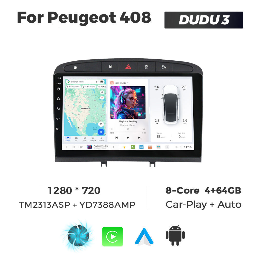 DUDU7 Peugeot 308 308SW 408 2007-2013 Head Unit Car Stereo | Apple CarPlay & Android Auto