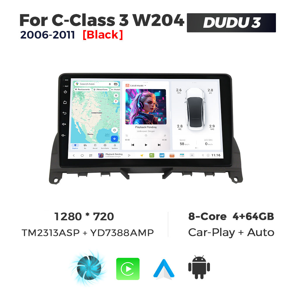 DUDU7 Mercedes C-Class 2006-2011 Head Unit Car Stereo | Apple CarPlay & Android Auto