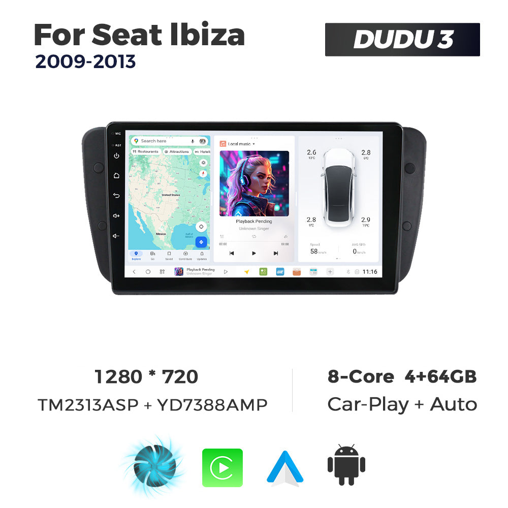 DUDU7 Seat Ibiza 2009-2013 Head Unit Car Stereo | Apple CarPlay & Android Auto