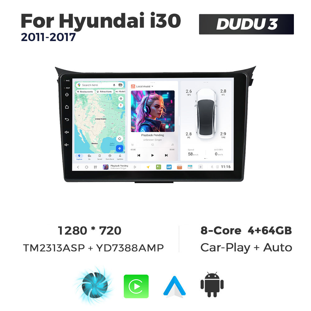 DUDU7 Hyundai i30 2011-2017 Head Unit Car Stereo | Apple CarPlay & Android Auto