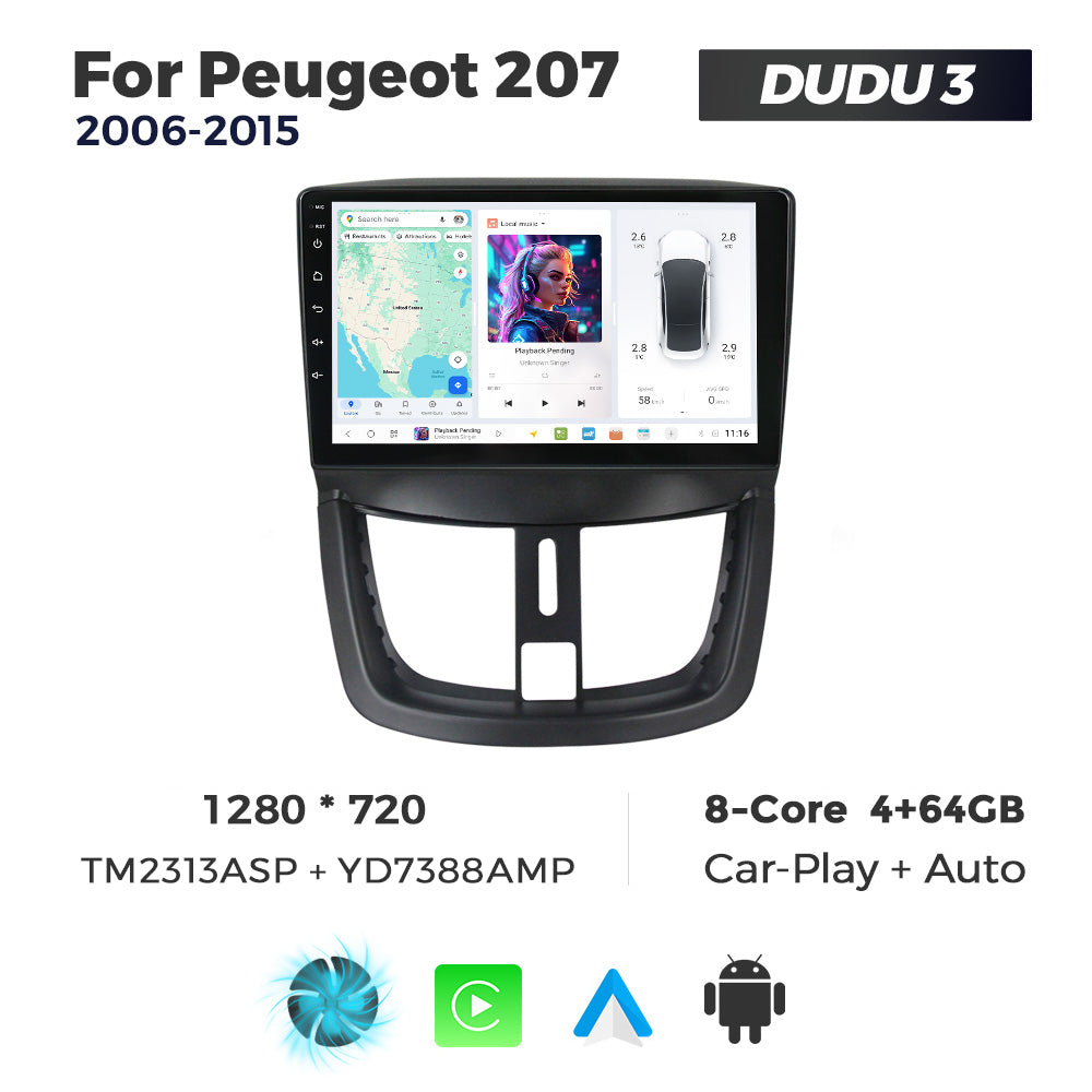 DUDU7 Peugeot 207 207 CC 2006-2014 Head Unit Car Stereo | Apple CarPlay & Android Auto