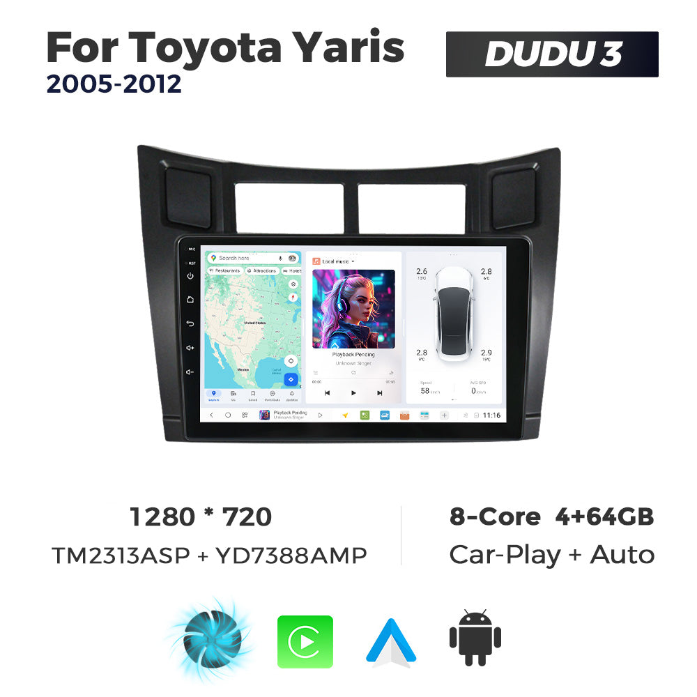 DUDU7 Toyota Yaris 2005-2012 Head Unit Car Stereo | Apple CarPlay & Android Auto