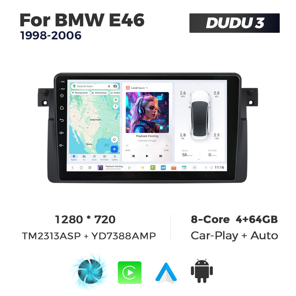 DUDU7 BMW 3 Series Е46 1998-2006 Head Unit Car Stereo | Apple CarPlay & Android Auto