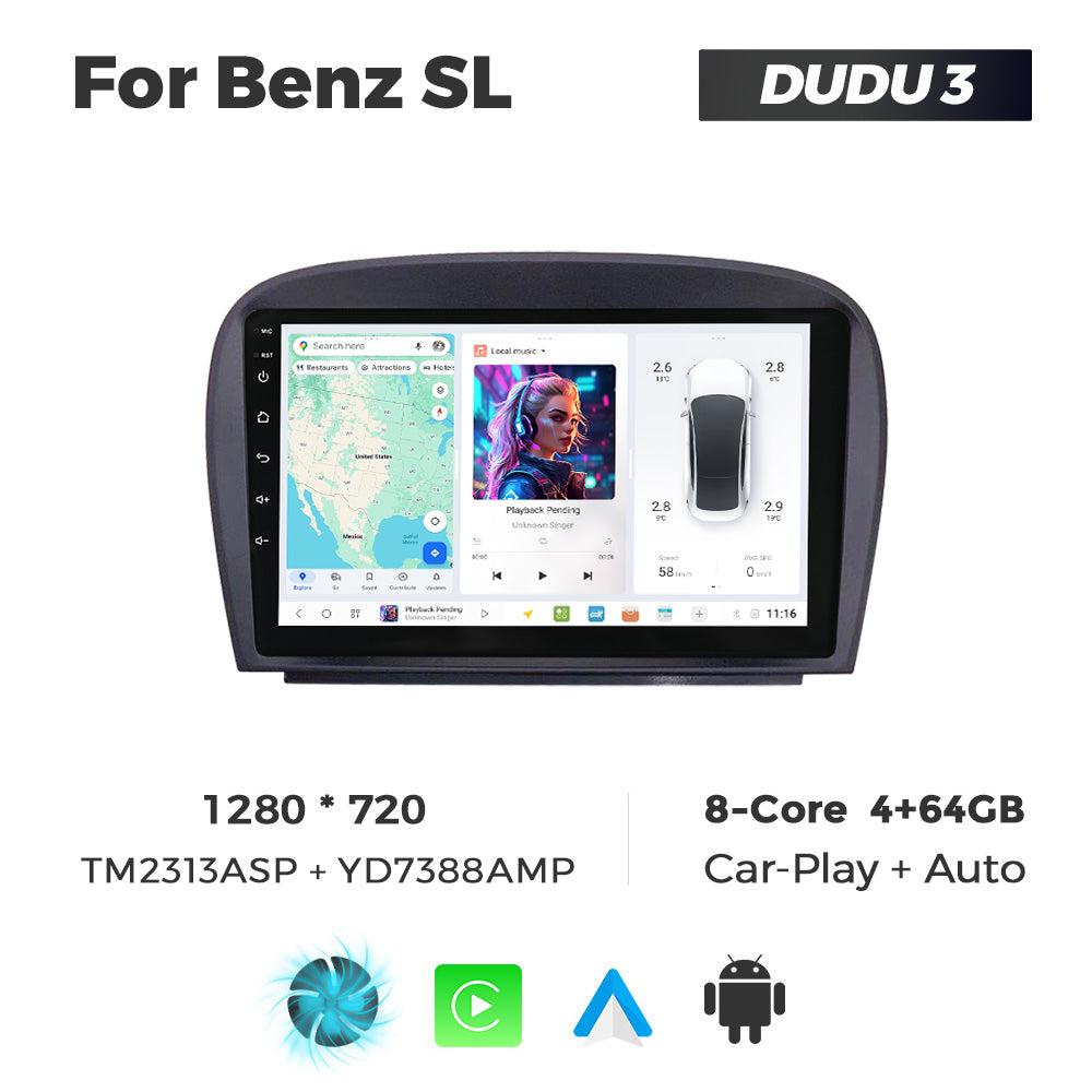 DUDU7 Mercedes SL Head Unit Car Stereo | Apple CarPlay & Android Auto
