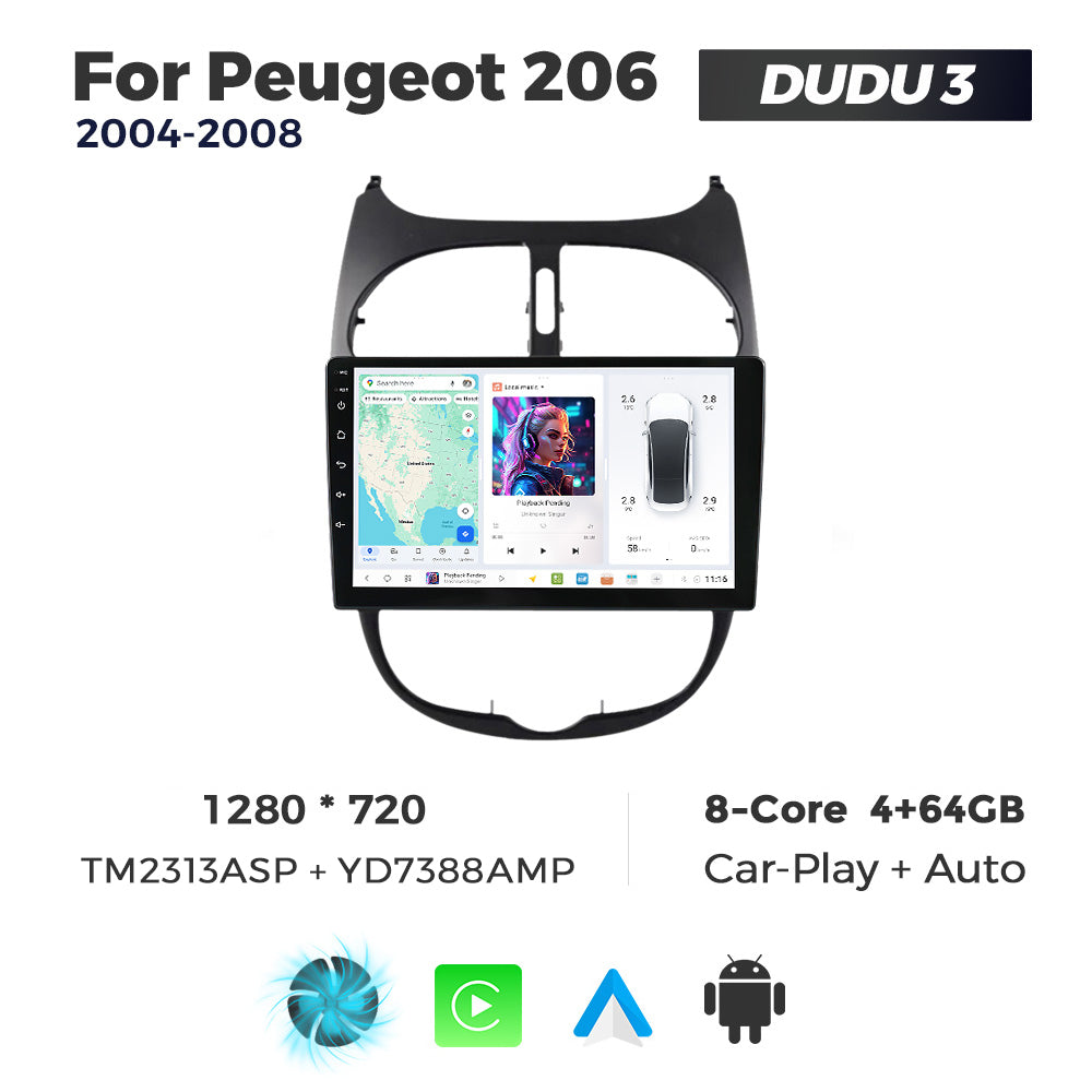 DUDU7 Peugeot 206 206 CC 1998-2010 Head Unit Car Stereo | Apple CarPlay & Android Auto