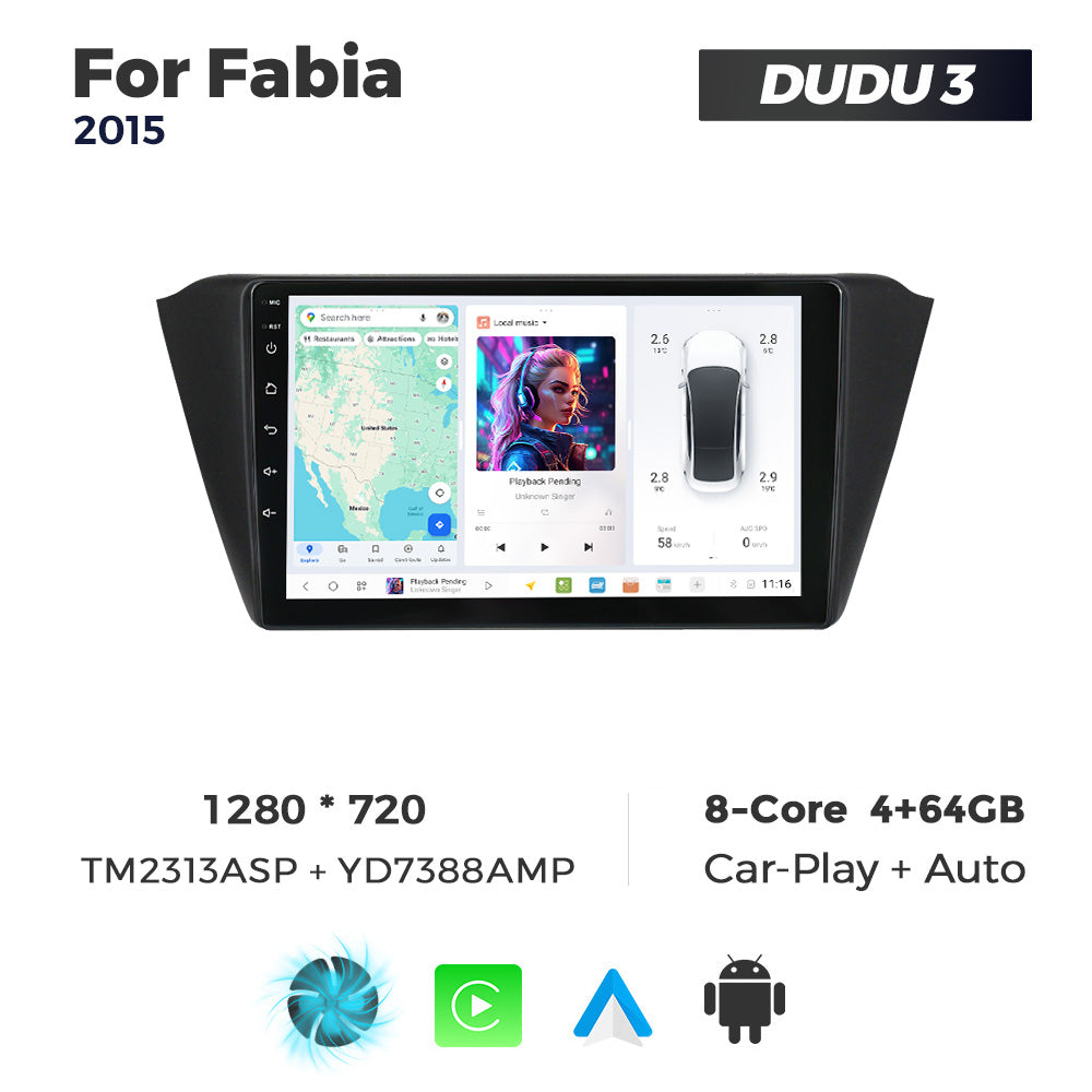 DUDU7 Skoda Fabia 2015-2020 Head Unit Car Stereo | Apple CarPlay & Android Auto