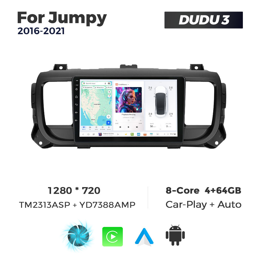 DUDU7 Citroen Dispatch SpaceTourer Peugeot Expert Toyota Proace Vauxhall Vivaro Fiat Scudo 2016-2024 Head Unit Car Stereo | Apple CarPlay & Android Auto