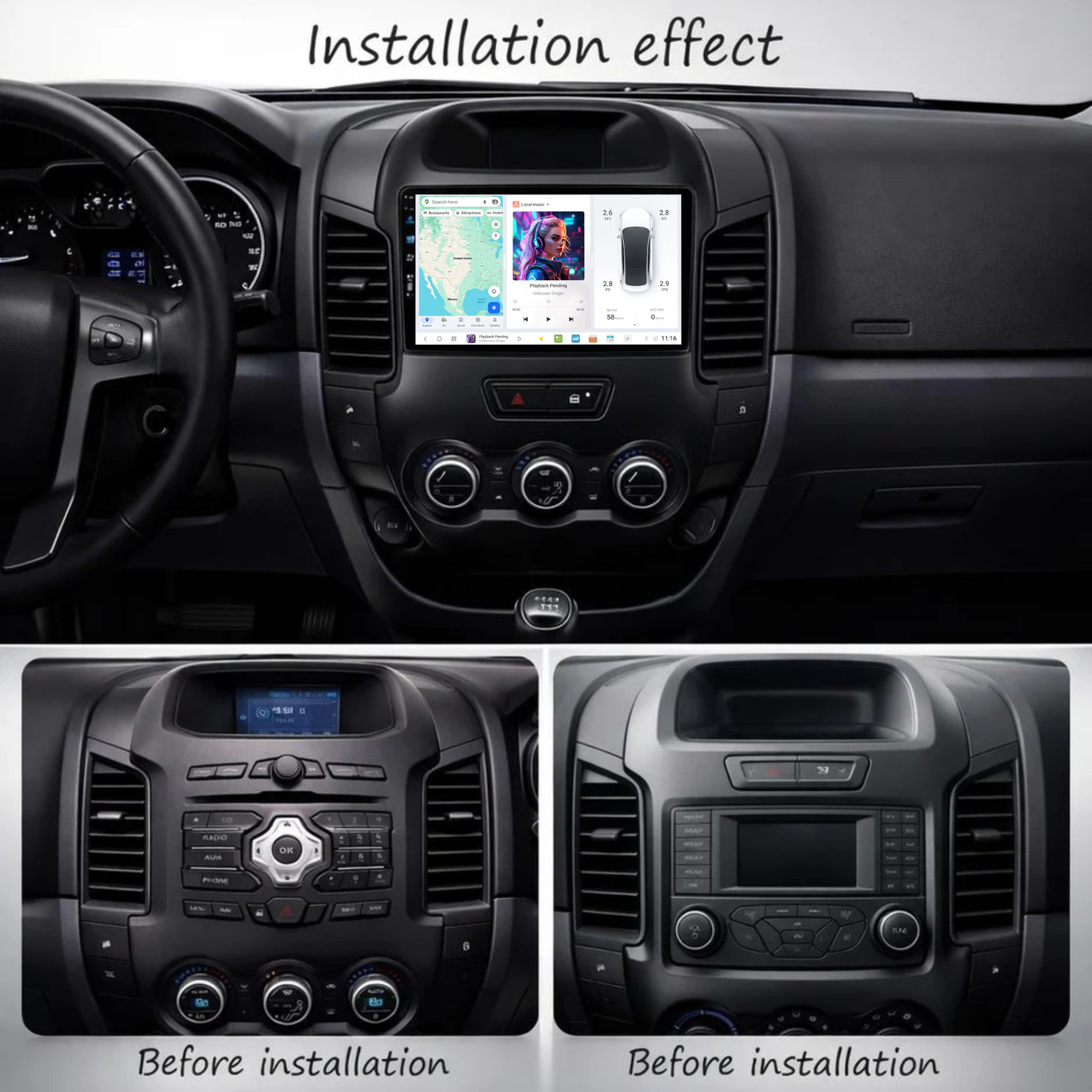 DUDU7 Ford Ranger T6 2011-2016 Head Unit Car Stereo | Apple CarPlay & Android Auto