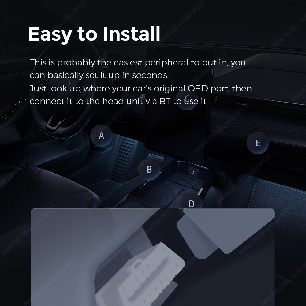 OBD-II Adapter | Bluetooth 5.1 | Direct Display on Head Unit | Real-Time Vehicle Data