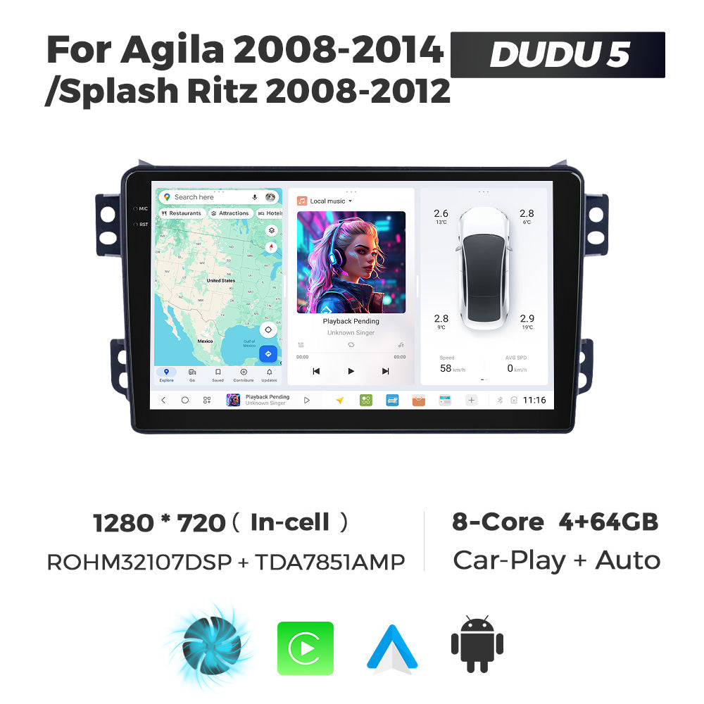 DUDU7 Suzuki Splash Ritz Vauxhall Agila 2008-2014 Head Unit Car Stereo | Apple CarPlay & Android Auto