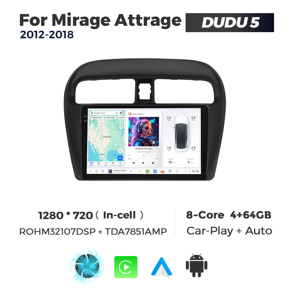 DUDU7 Mitsubishi Mirage 2012-2018 Head Unit Car Stereo | Apple CarPlay & Android Auto
