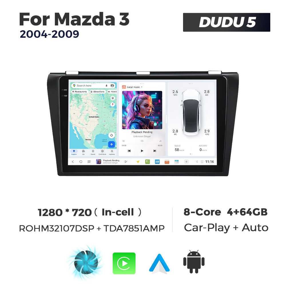 DUDU7 Mazda 3 2004-2009 Head Unit Car Stereo | Apple CarPlay & Android Auto