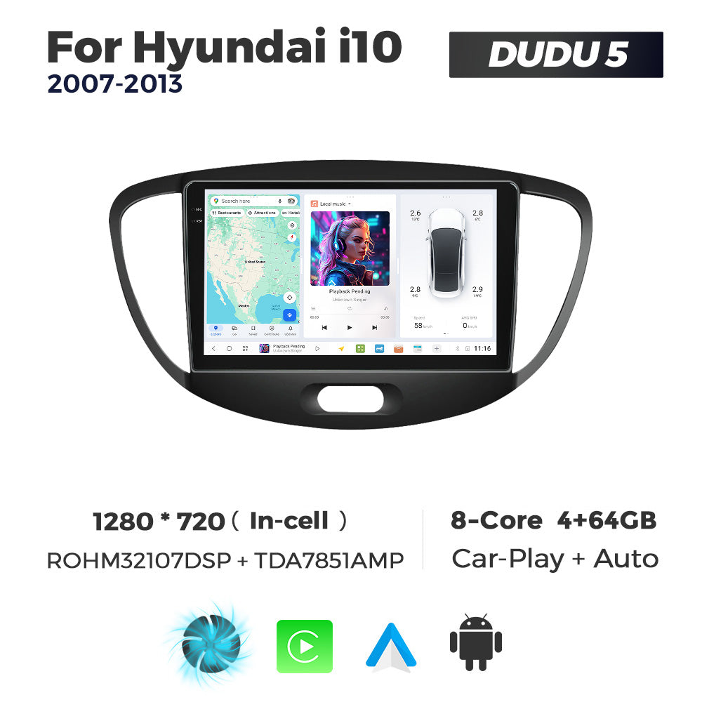 DUDU7 Hyundai i10 2007-2013 Head Unit Car Stereo | Apple CarPlay & Android Auto