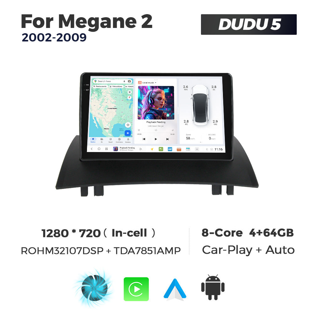 DUDU7 Megane 2 2002-2009 Head Unit Car Stereo | Apple CarPlay & Android Auto