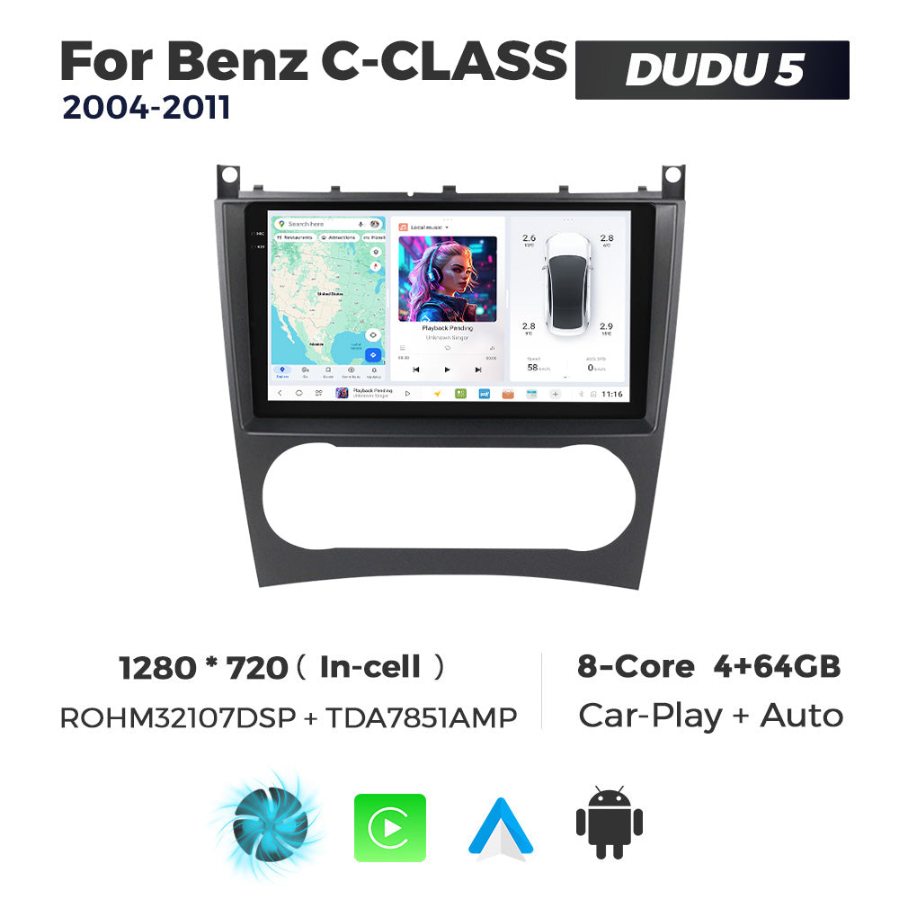 DUDU7 Mercedes C-Class 2004-2011 Head Unit Car Stereo | Apple CarPlay & Android Auto