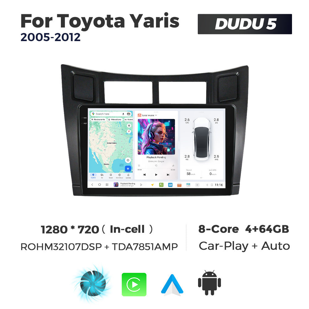 DUDU7 Toyota Yaris 2005-2012 Head Unit Car Stereo | Apple CarPlay & Android Auto