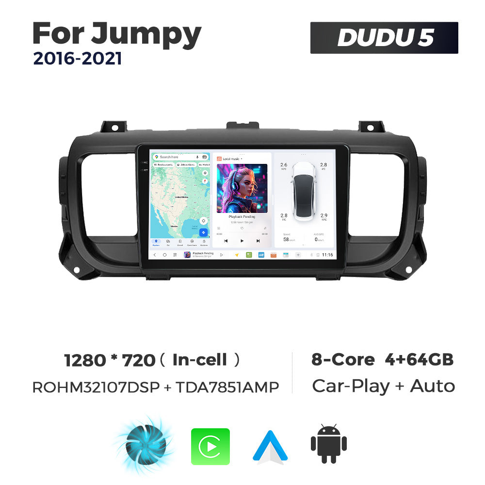 DUDU7 Citroen Dispatch SpaceTourer Peugeot Expert Toyota Proace Vauxhall Vivaro Fiat Scudo 2016-2024 Head Unit Car Stereo | Apple CarPlay & Android Auto