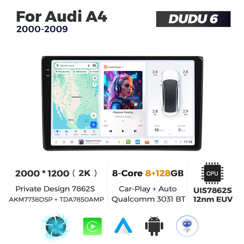 DUDU7 Audi A4 S4 RS4 2003-2008 Seat Exeo 2008-2013 Head Unit Car Stereo | Apple CarPlay & Android Auto