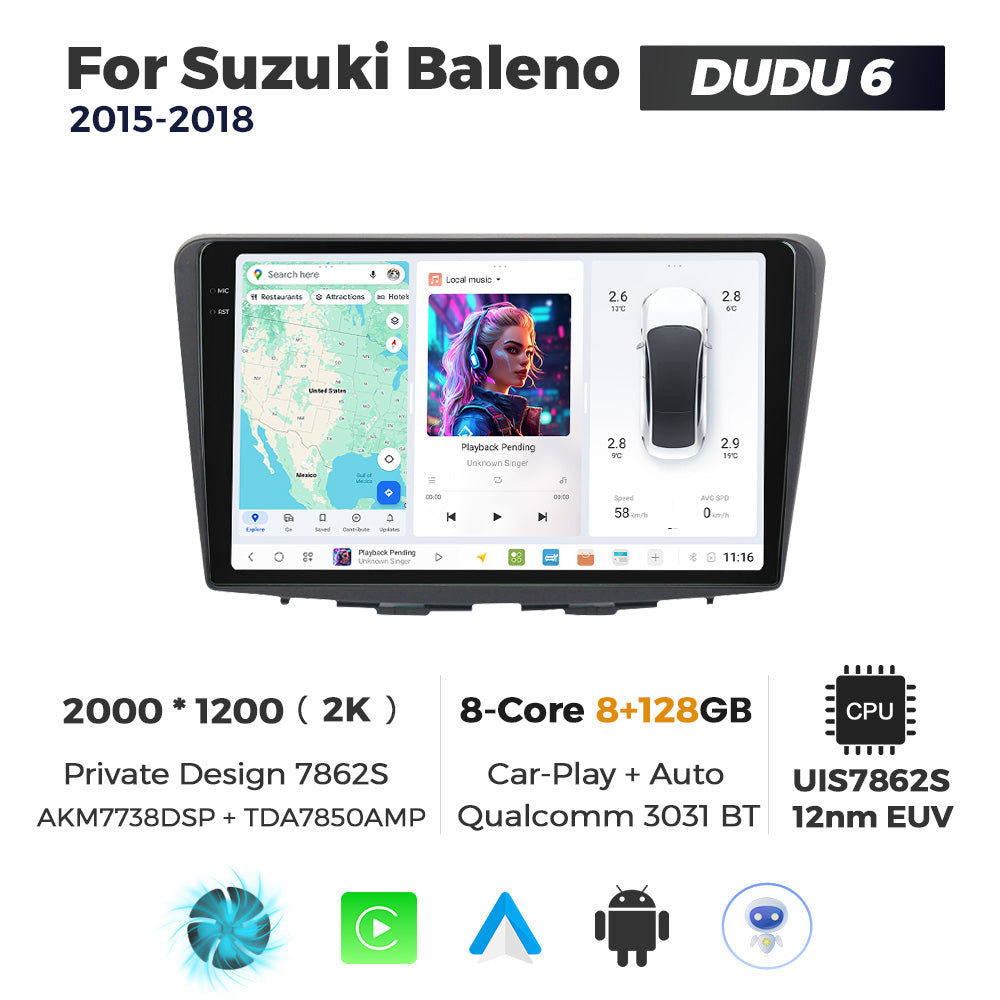 DUDU7 Suzuki Baleno 2015-2018 Head Unit Car Stereo | Apple CarPlay & Android Auto