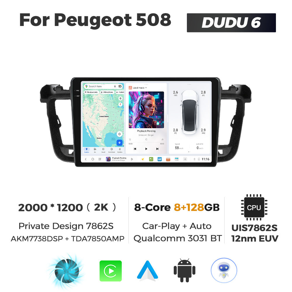 DUDU7 Peugeot 508 508SW 2011-2018 Head Unit Car Stereo | Apple CarPlay & Android Auto