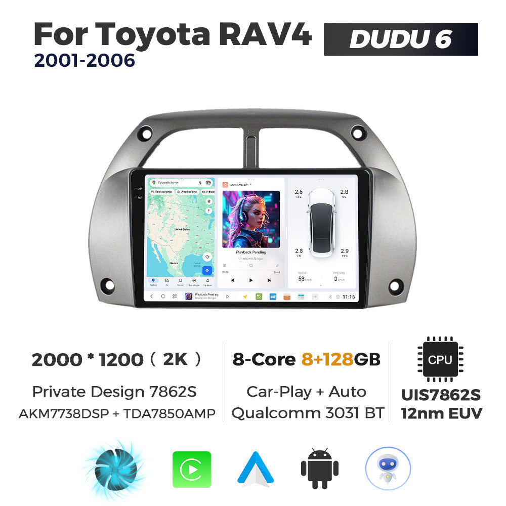 DUDU7 Toyota RAV4 2001-2006 Head Unit Car Stereo | Apple CarPlay & Android Auto
