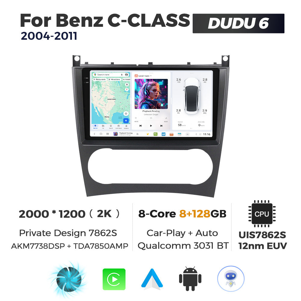 DUDU7 Mercedes C-Class 2004-2011 Head Unit Car Stereo | Apple CarPlay & Android Auto