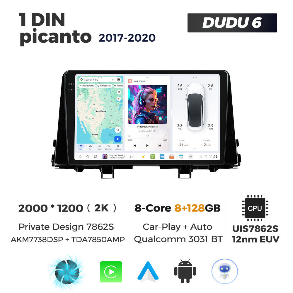 DUDU7 Kia Picanto 2017-2020 Head Unit Car Stereo | Apple CarPlay & Android Auto