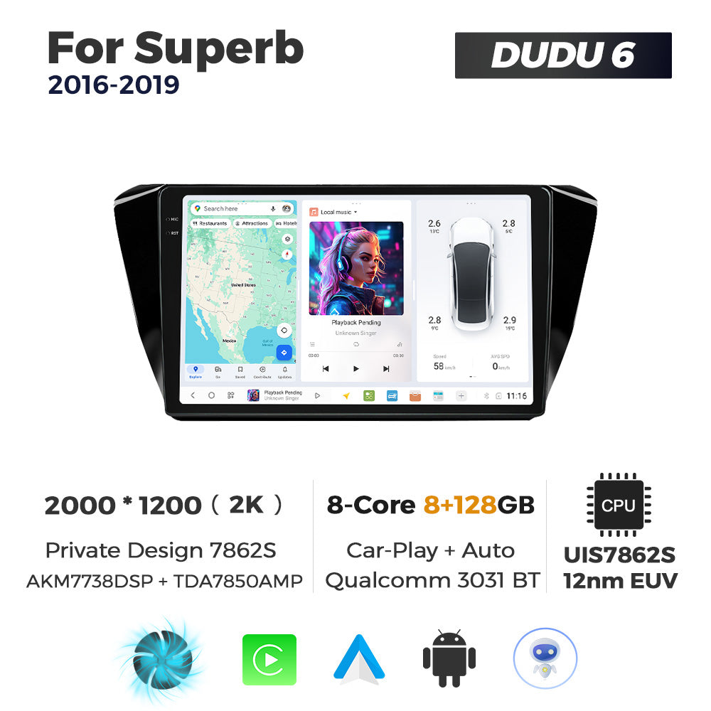 DUDU7 Skoda Superb 2016-2019 Head Unit Car Stereo | Apple CarPlay & Android Auto