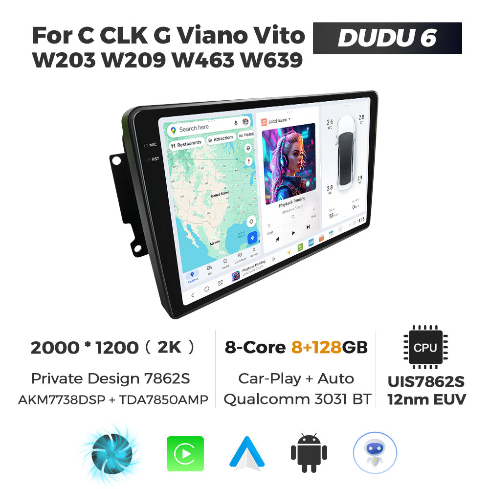 DUDU7 Mercedes C CLK G Vito 1996-2004 Head Unit Car Stereo | Apple CarPlay & Android Auto