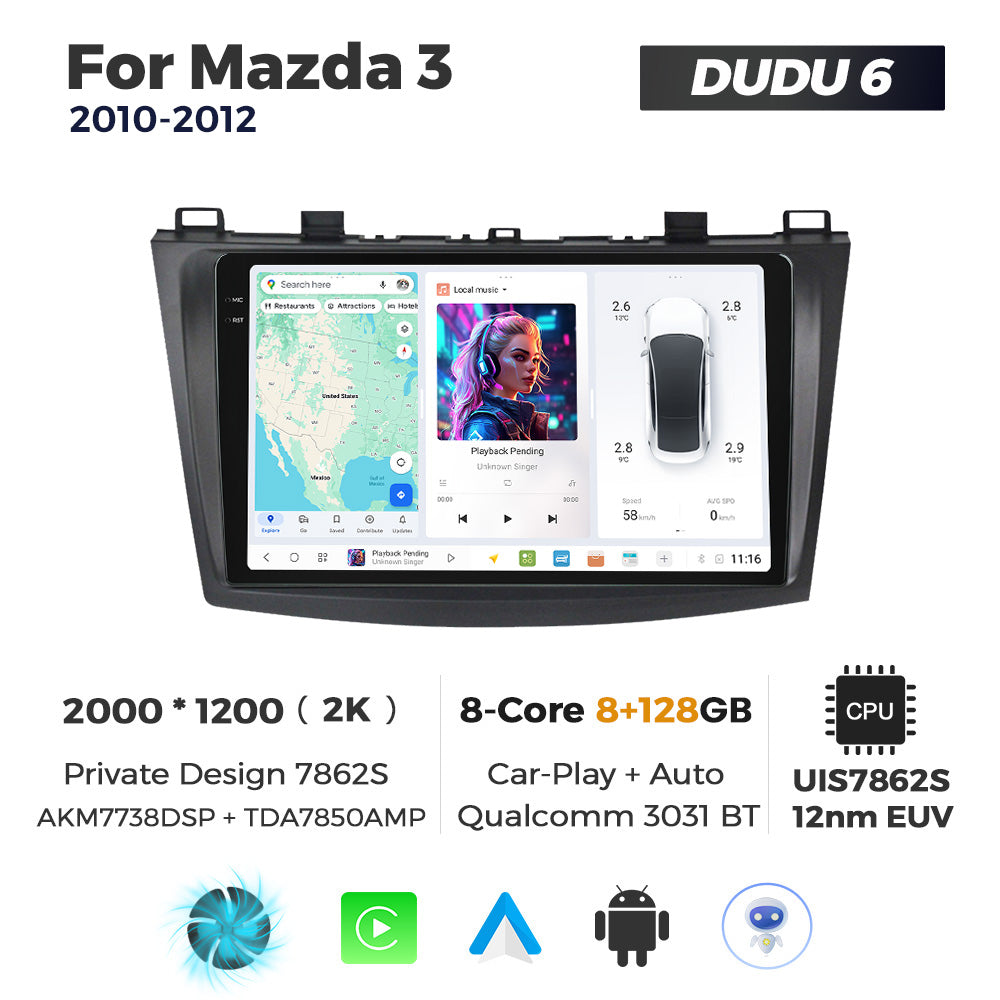 DUDU7 Mazda 3 2010-2012 Head Unit Car Stereo | Apple CarPlay & Android Auto