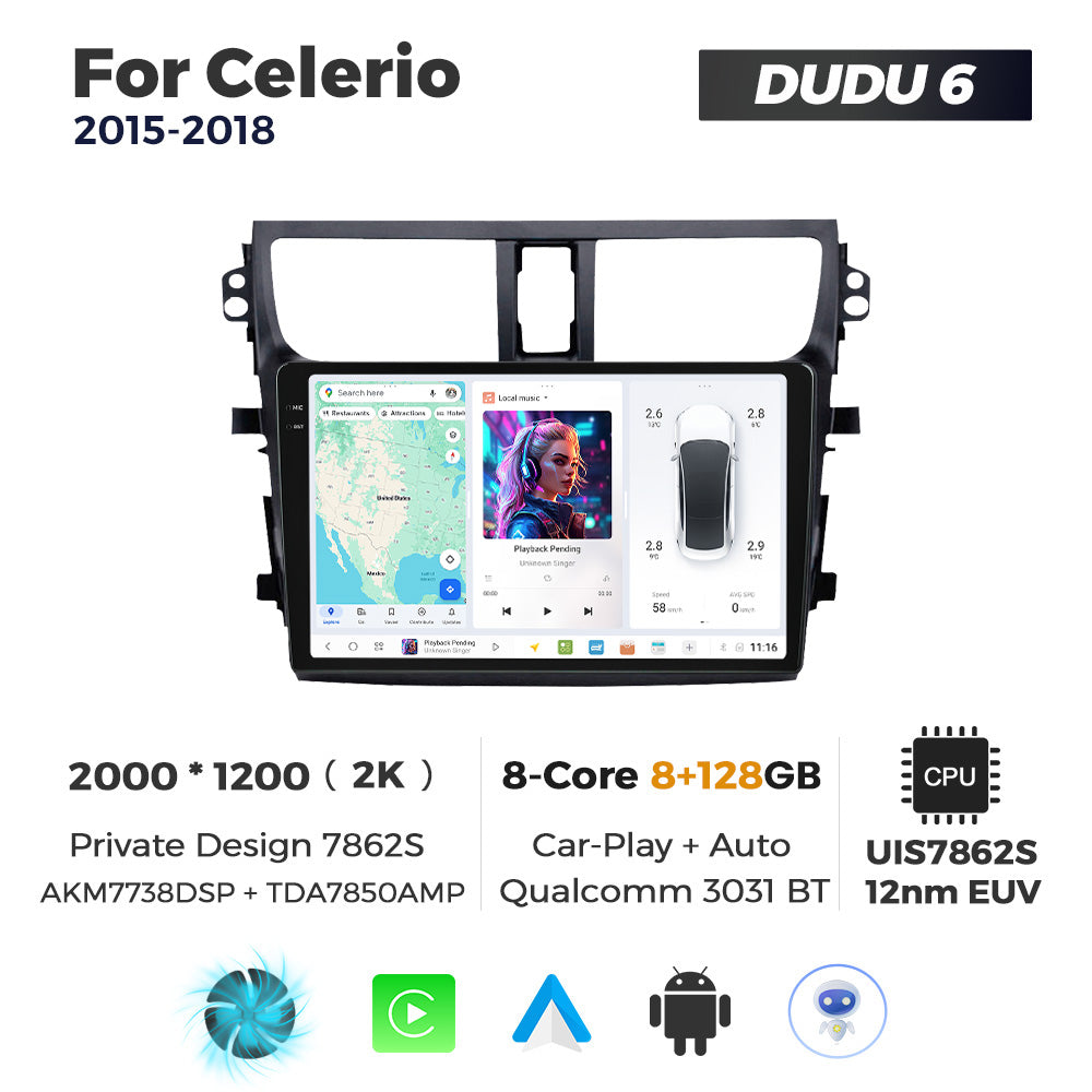 DUDU7 Suzuki Celerio 2015-2018 Head Unit Car Stereo | Apple CarPlay & Android Auto