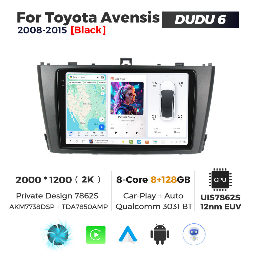 DUDU7 Toyota Auris 2008-2015 Head Unit Car Stereo | Apple CarPlay & Android Auto