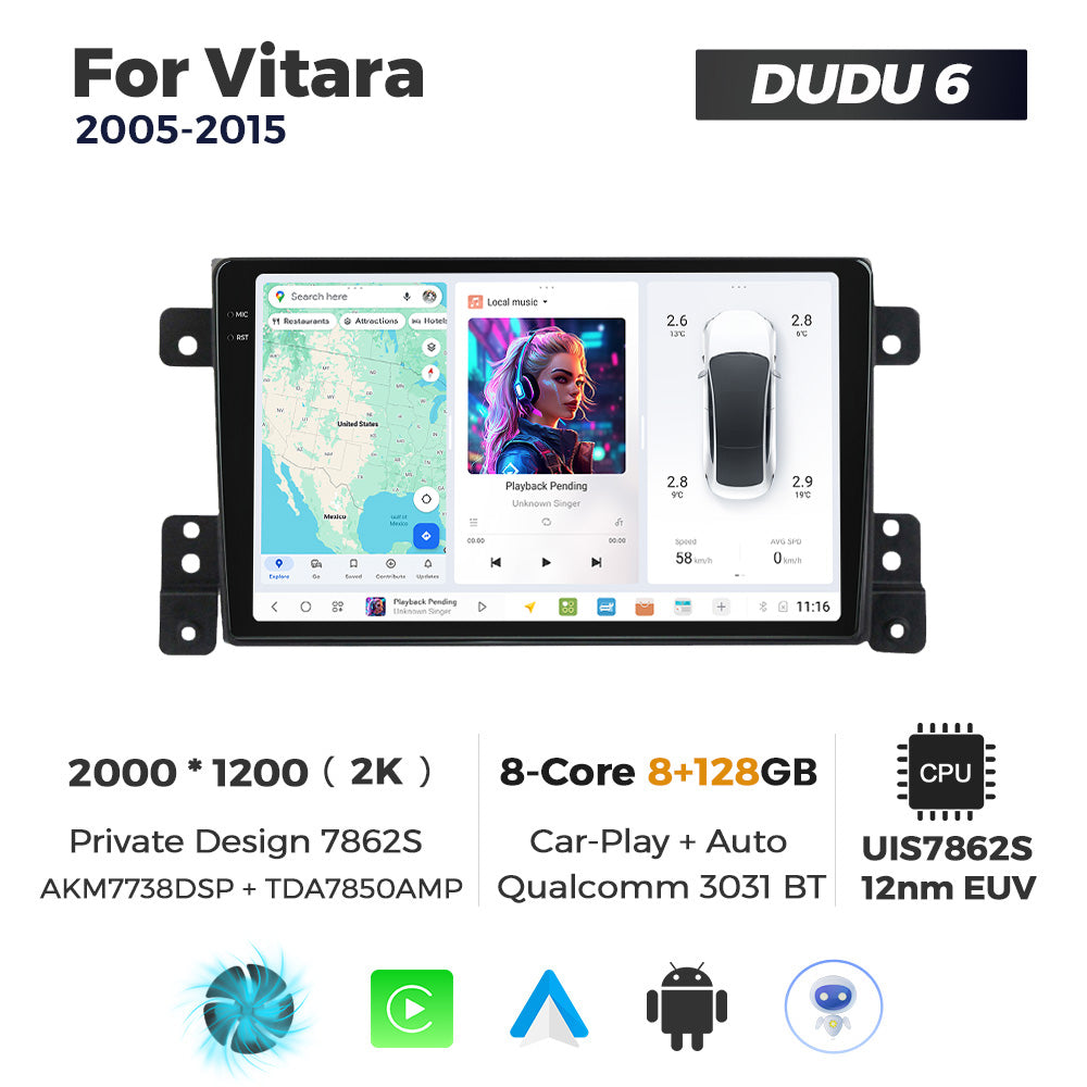 DUDU7 Suzuki Vitara 2005-2015 Head Unit Car Stereo | Apple CarPlay & Android Auto
