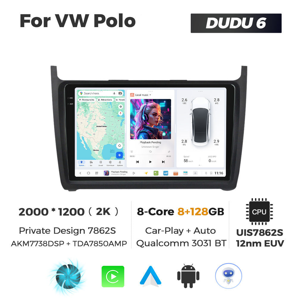 DUDU7 Volkswagen Polo 2010-2015 Head Unit Car Stereo | Apple CarPlay & Android Auto