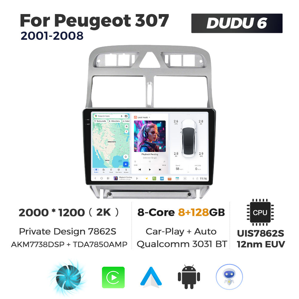 DUDU7 Peugeot 307 307CC 2007-2015 Head Unit Car Stereo | Apple CarPlay & Android Auto