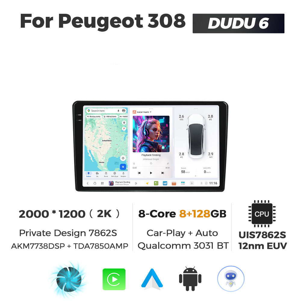DUDU7 Peugeot 308 2013-2018 Head Unit Car Stereo | Apple CarPlay & Android Auto