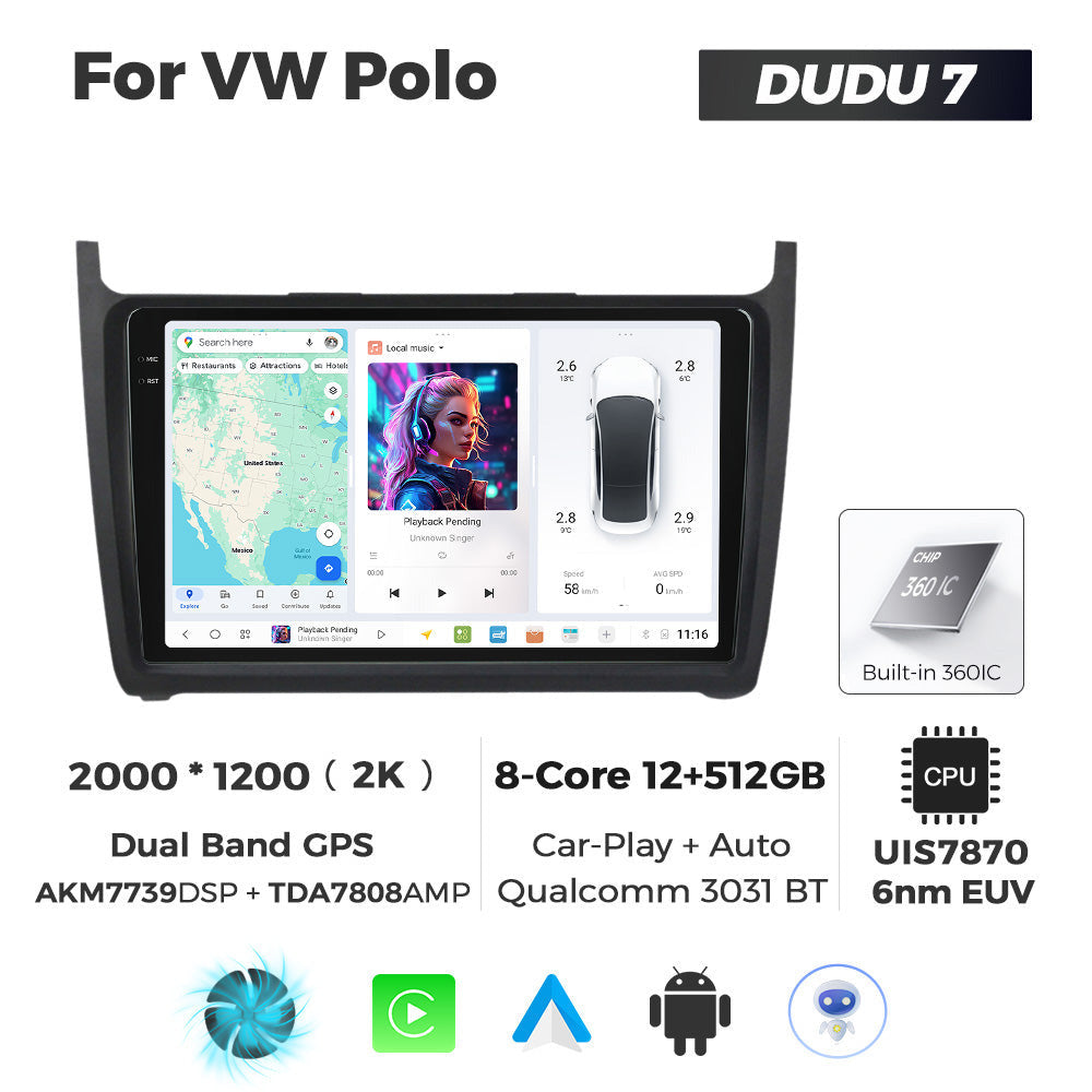 DUDU7 Volkswagen Polo 2010-2015 Head Unit Car Stereo | Apple CarPlay & Android Auto