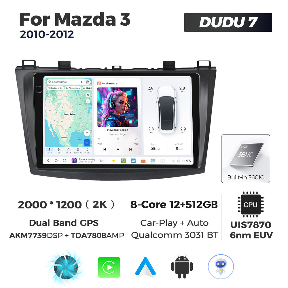 DUDU7 Mazda 3 2010-2012 Head Unit Car Stereo | Apple CarPlay & Android Auto