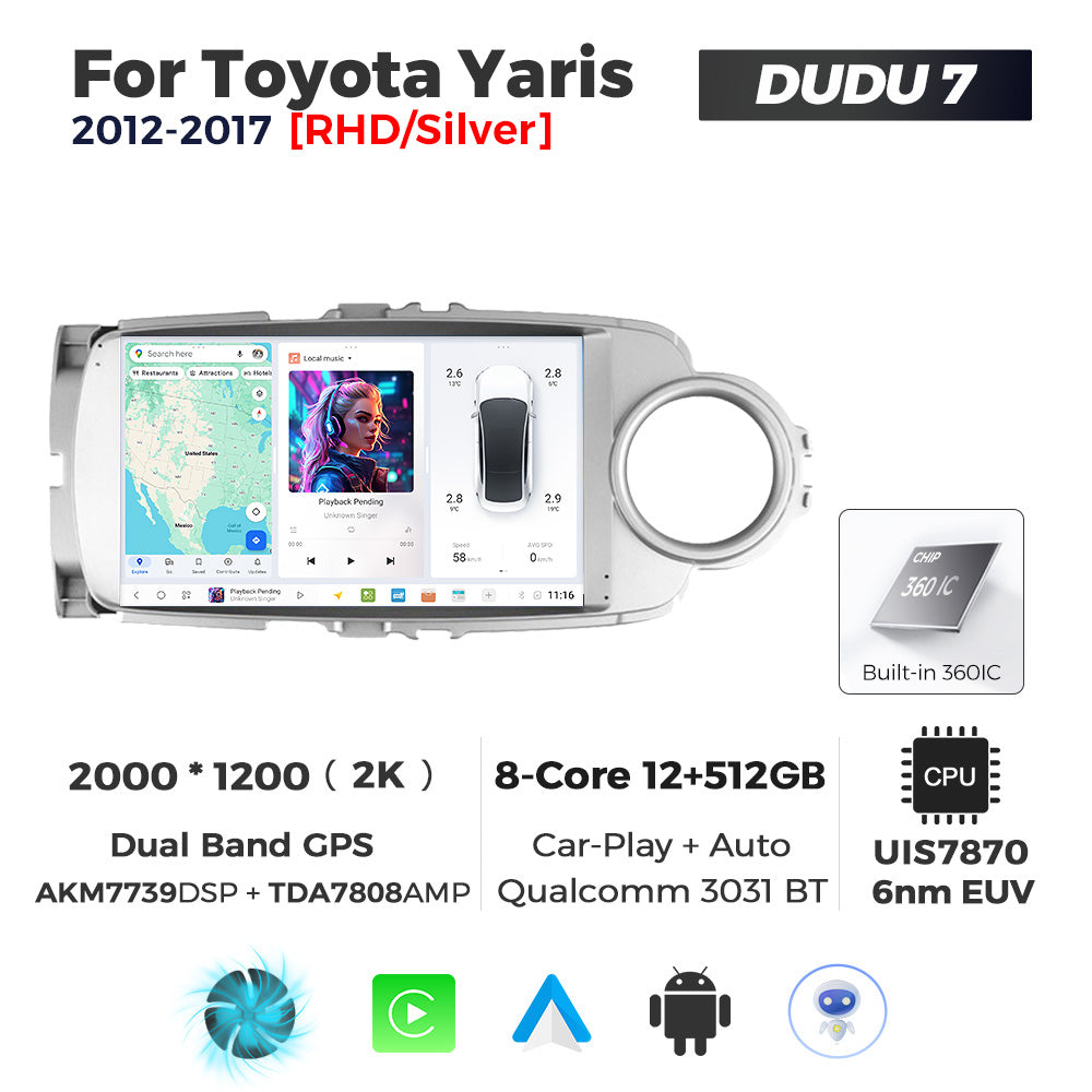 DUDU7 Toyota Yaris 2012-2017 Head Unit Car Stereo | Apple CarPlay & Android Auto RHD